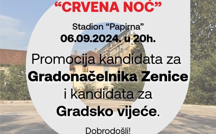  “Crvena noć” u petak 06.09. u 20:00 sati